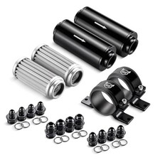 10 100 Micron Inline Fuel Filter Kit, Dual Stainless Steel Filters with Dual