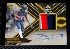2022 Panini Limited Velus Jones Jr Rookie Patch Autograph #/199 (MEM) Bears #126