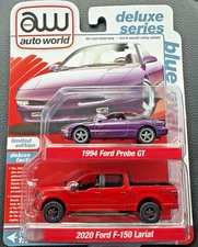 Auto World Deluxe Series Blue Oval 94' Ford Probe GT & 20' Ford F-150 Lariat