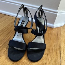 Nina Vevina Black Luster Satin Heel Pump 7 M
