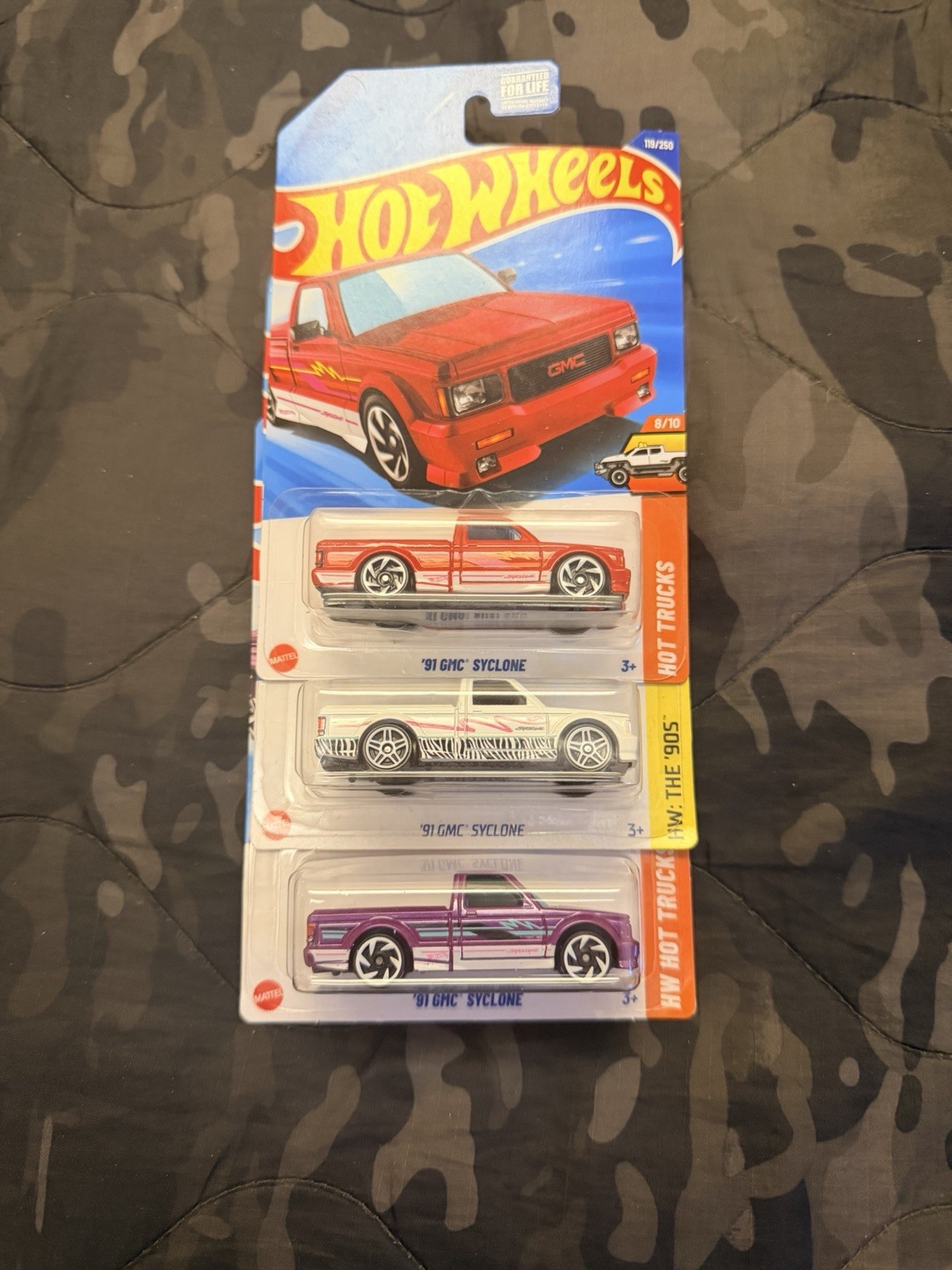 2024/25🔥Hot Wheels🔥’91 GMC Syclone Trio, All 3 Different, 1/64 Scale Casting