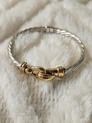 Alwand Vahan AV 14k Gold Sterling Silver Twist Cable Cuff Bracelet Buckle 32.4g