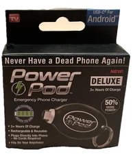 Power Pack 1 Pod Deluxe Portable Emerg. Phone Charger & USB-C stocking stuffers!