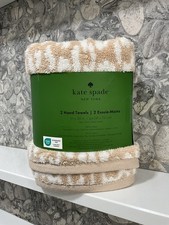 Kate Spade Set of 2 Handtowels 16" x 30" Beige and White Leopard Print NWT