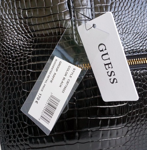 Guess sac femme sac à main sac à anses raphia croco noir neuf - Photo 13 sur 14