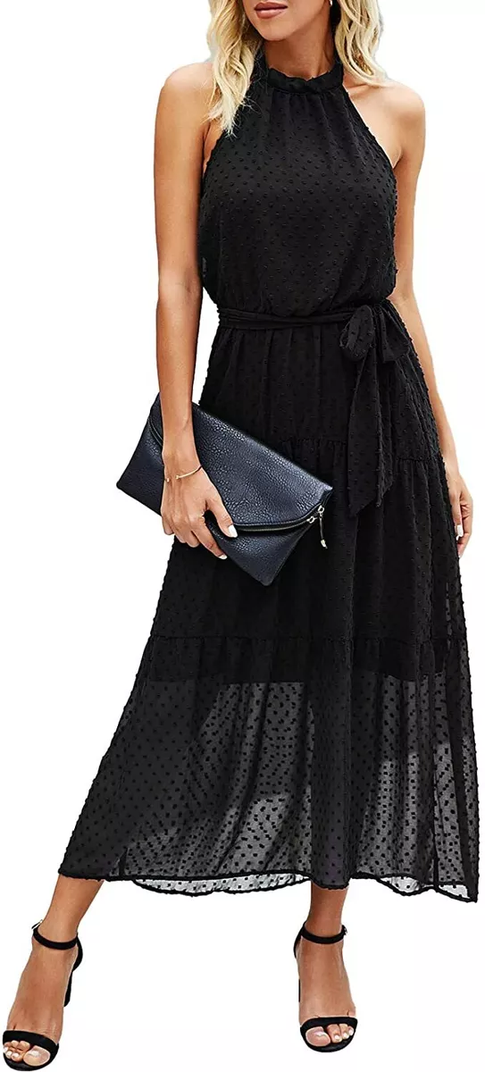 Halter long cheap casual dresses