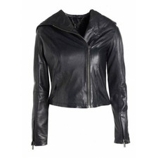 Ladies Leather Cab Draped Hooded Bomber Jacket Sizes6,8,10,12,14,16 Uk Sale