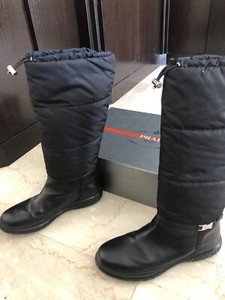 prada nylon leather boots