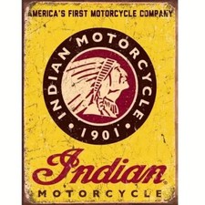 Blechschild Indian Motorcycle First Company Werbeschild 30x20cm Retro TEL574