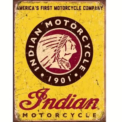 Blechschild Indian Motorcycle First Company Werbeschild 30x20cm Retro TEL574
