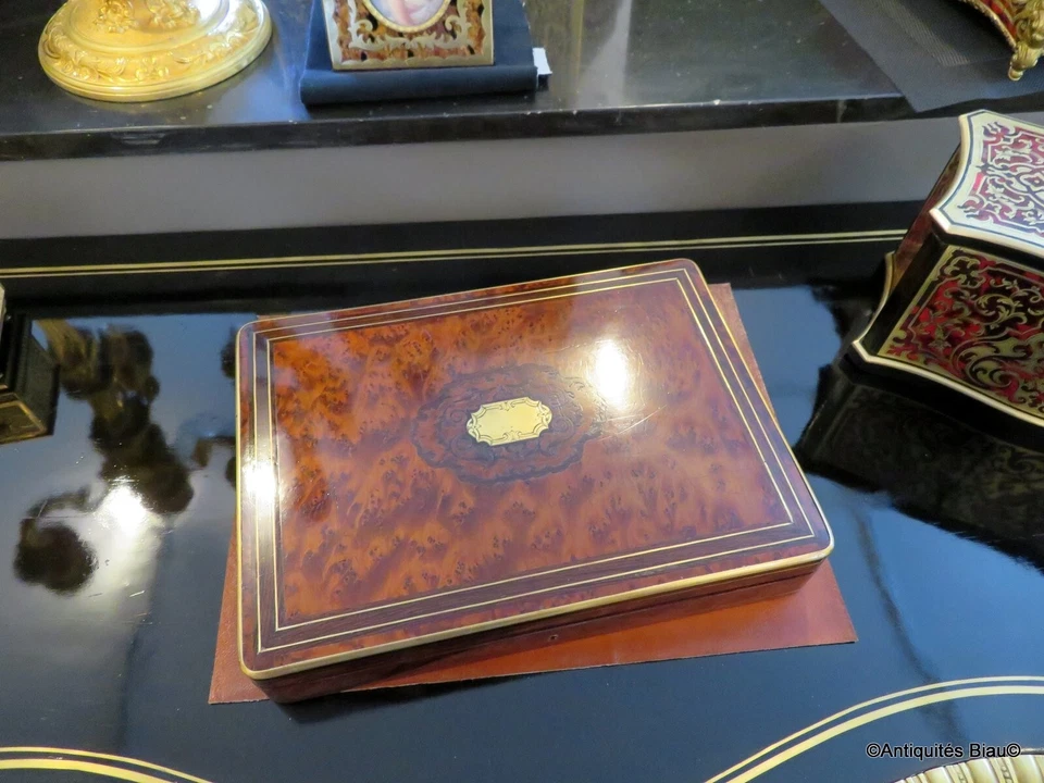 Boulle 红木镶嵌游戏盒拿破仑三世时期 19 号完整 — 第 2/4 张图片