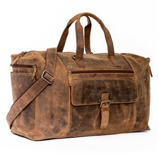 ALMADIH Leder Reisetasche Sporttasche AIKO Weekender Umhängetasche Unisex BraunV