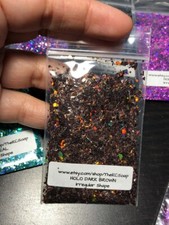 50g Solvent Resistant IRREGULAR CUT SHAPE Glitter HOLO DARK BROWN ART Nail Craft