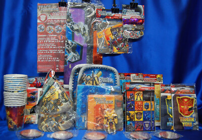 Transformers Party # 22 Invite Banner Plates Tablecover Hats  Bumble Bee Sticker