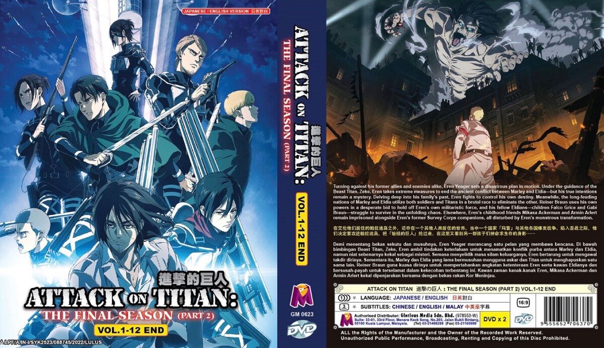 Dvd Attack On Titan/shingeki 4ª Temporada Parte 1 Dublada