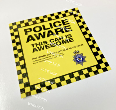 Police Aware funny sticker Drift, Classic car. Bike. Tool box Garage ...