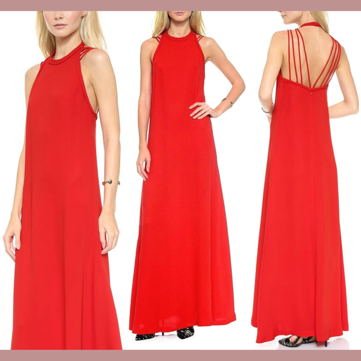 dvf diane von furstenberg halter neck dress NEW $928 [ 0 ] Sophia Silk Gown Poppy Red #M159 Midi dress