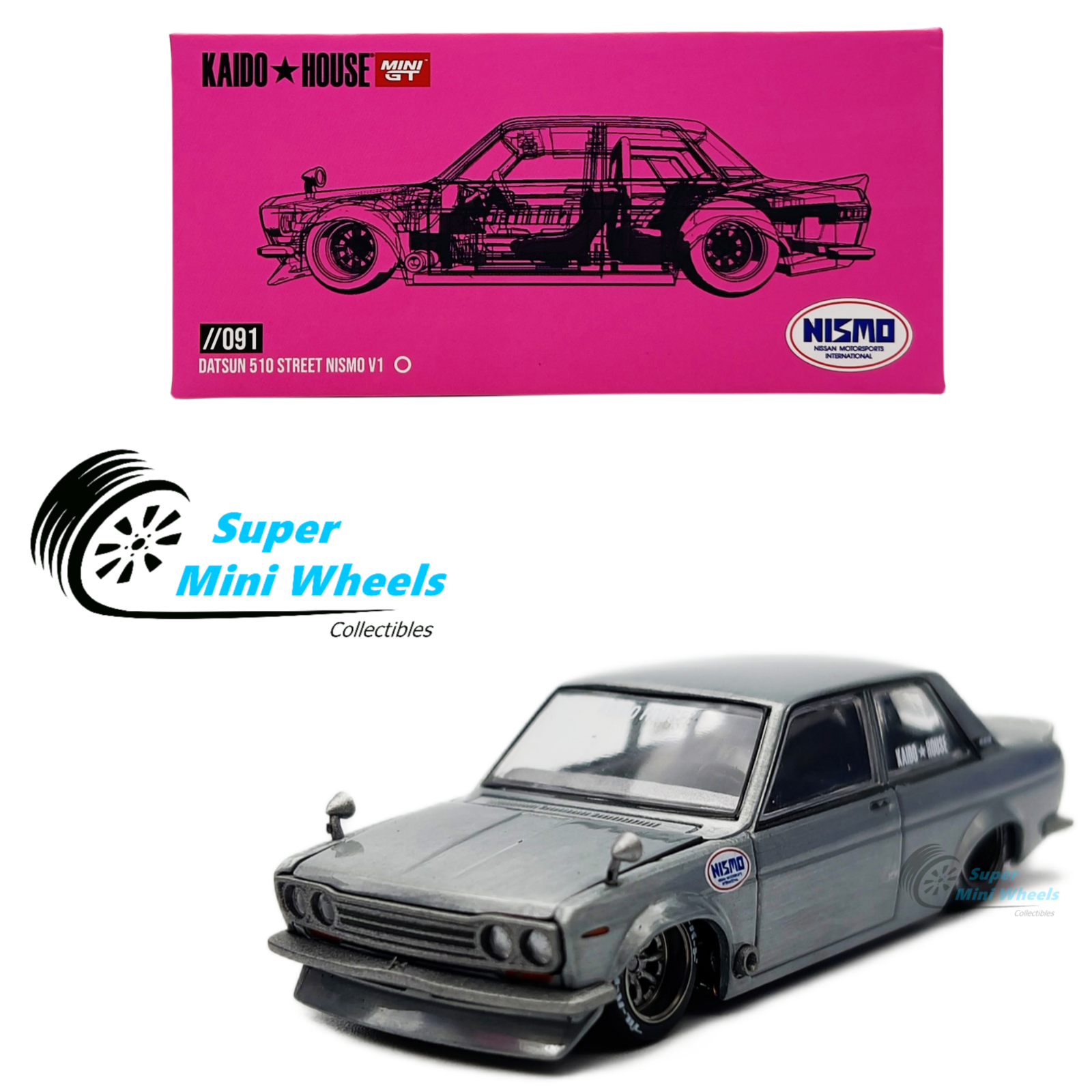 MINI GT 1/64 KAIDO HOUSE DATSUN 510 STREET NISMO V2 WHITE / *FREE USA  SHIPPING