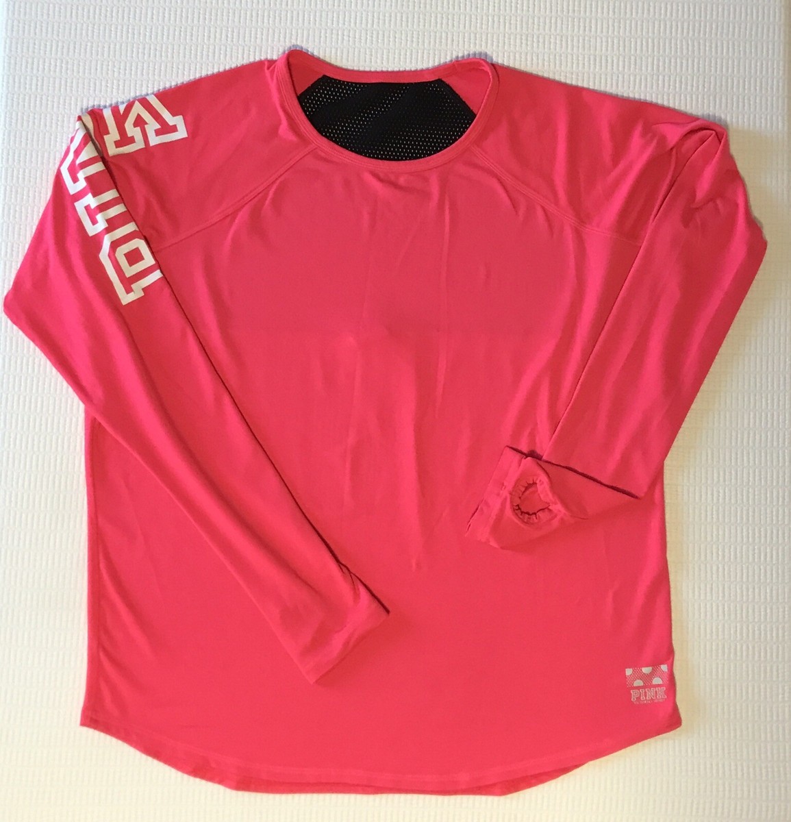 Victorias Secret Pink Womens Shirt XS Thumbholes Mesh Back