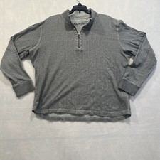 Robert Graham Sweater Mens XL Extra Large Gray Herringbone 1/4 Zip High Neck