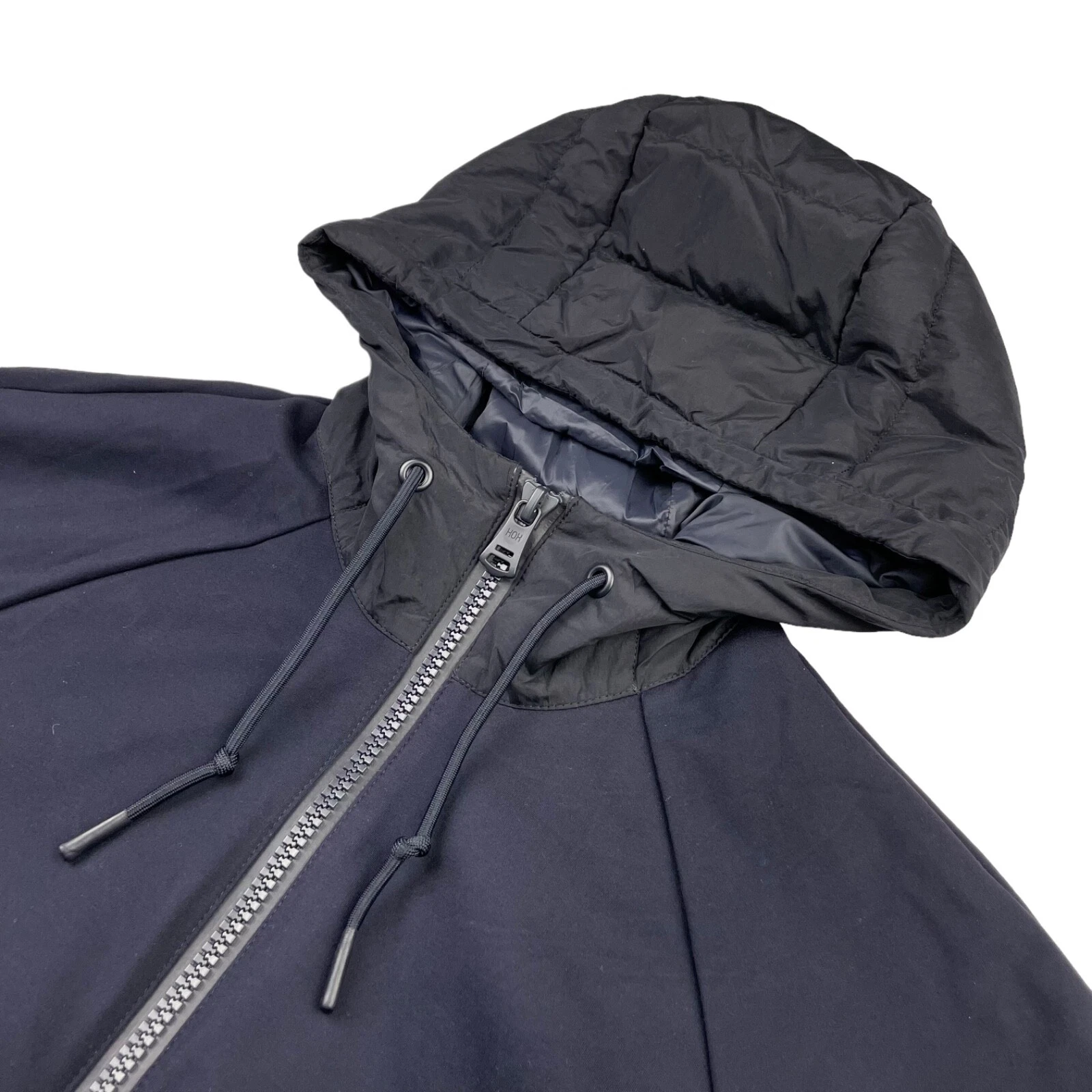 HOX Men’s Full Zip Hooded Down Technical Puffer Jacket Navy Blue • 2XL