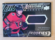 2020-21 UD Black Tim Stutzle Obsidian Rookies Jersey Patch 323/399 Senators