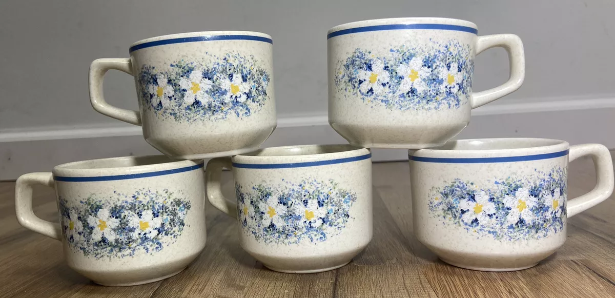 Vintage Temper Ware by Lenox Dewdrops Set of 5 Tea Coffee Cups Set Flowers