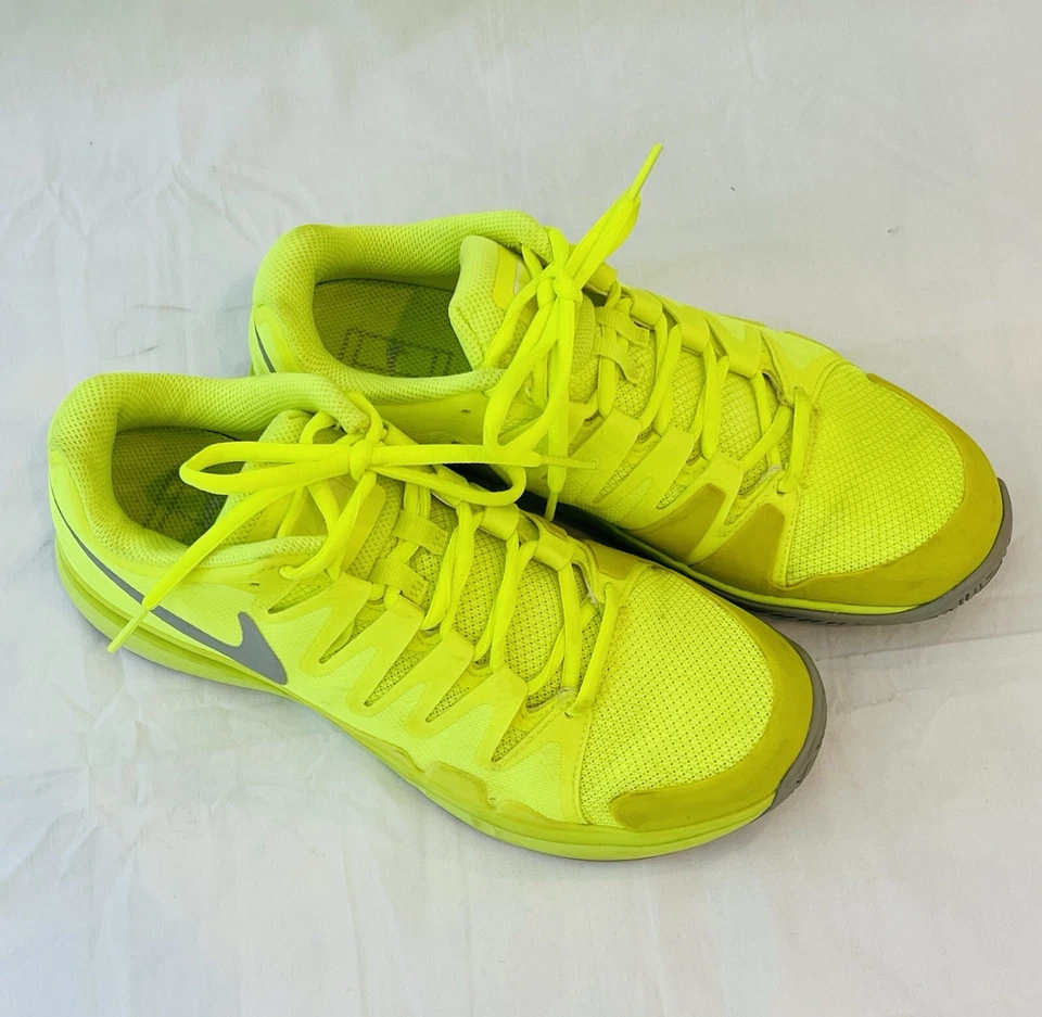 NIKE Federer Zoom Vapor 9.5 Tennis Shoes Volt/Wolf Grey Size 7.5 Rare 2015 Green - Image 2 of 4