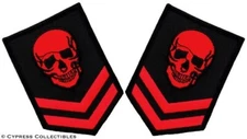 LOT 2 RED SKULL PATCH MILITARY SKELETON MORALE DEATH RANK embroidered iron-on