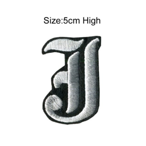 OLD STYLE WHITE LETTERS Iron on / Sew on Patch A-Z Embroidered Badge Motif PT514 - Picture 11 of 27