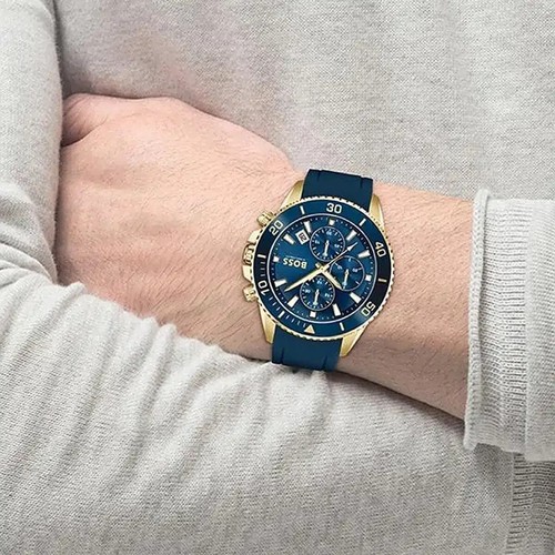NEU ORIGINAL BOSS HB 1513965 ADMIRAL GOLD NAVY SILIKON UHR - 2 JAHRE GARANTIE - Bild 7 von 8