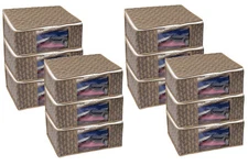 Printed Saree Cover Set of 12 Non-Woven Cloth Storage/Wardrobe Organize Beige