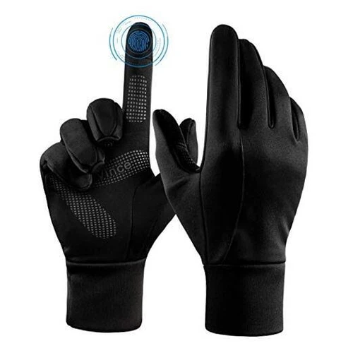 Winter Touchscreen Thermal Water-Resistant Black Gloves for Cold Weather-image