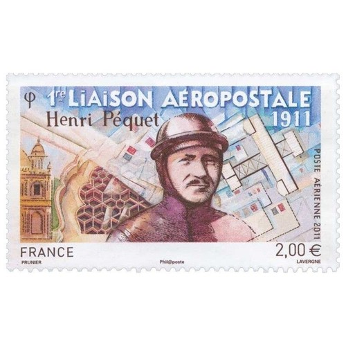 Timbre Poste Aérienne PA74 - Centenaire De La Première Liaison Postale 2011 - 第 1/1 張圖片
