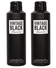 *PACK OF 2* VINTAGE BLACK by Kenneth Cole for Men All Over Body Spray 6 oz 170 g