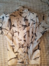 Souga Cuir White & Grey Real Leather Bat Wing Jacket S/12 Used Buttons & Pocket