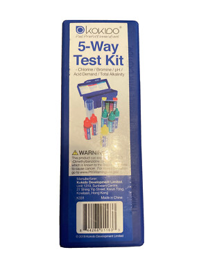 Kokido Swimming Pool & Spa 5-Way Test Kit Chlorine Bromine pH Acid ...