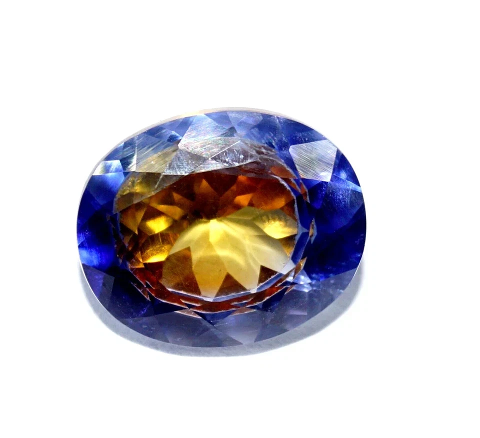 16 克拉天然双色皮坦巴里蓝宝石椭圆形切割认证散装宝石 — 第 2/4 张图片