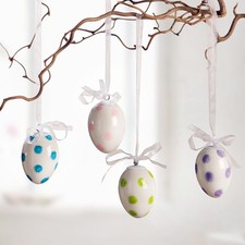 Ostereier 4er Set Porzellan Dots Punkte Osterstrauß Osterdeko Ostergeschenk