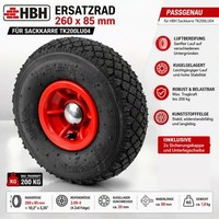 HBH Ersatzrad 260X85 Mm Luftreifen FüR Sackkarre TK200LU04