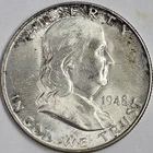 Toned 1948 D 90% Silver Franklin Half Dollar UNC