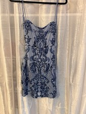 Windsor Sequin Open Back Dress Blue Size Medium | NWT | Captivating