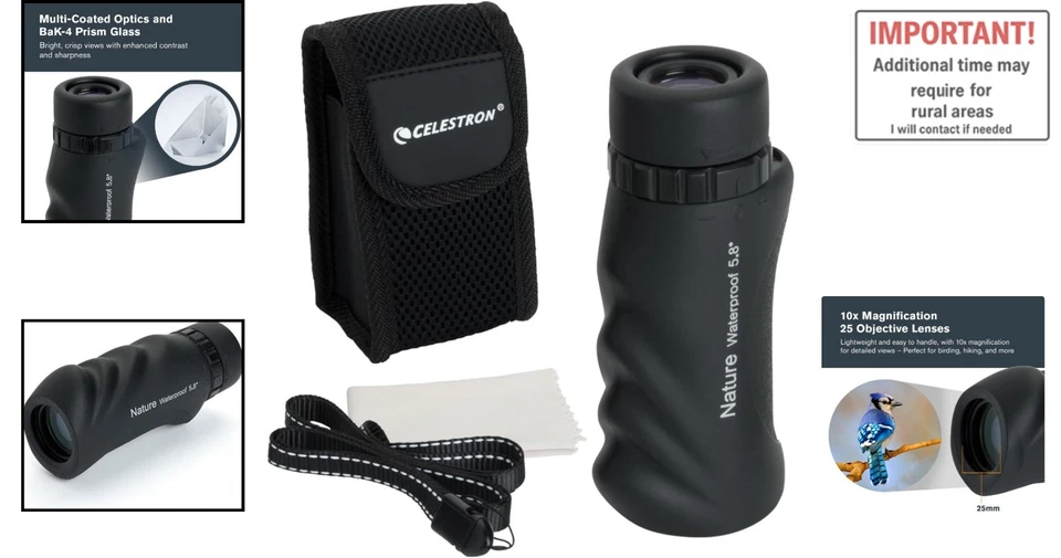 Versatile Celestron Nature 10x25 Monocular - Rubber Covered for Protection - image 2 of 4
