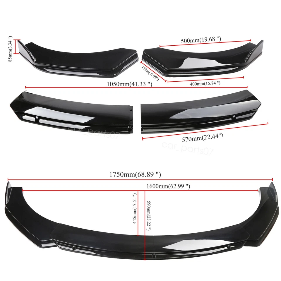 For Chevy Corvette Glossy Black Front Bumper Lip/ Spoiler Splitters Body Kit Foto 2 de 4