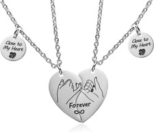 Couples Best Friends Necklace for 2,BFF Pendant Necklaces Matching Relationship
