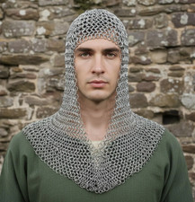 Medieval Chainmail Coif Aluminum Chain Mail Head Armor Viking Knight Costume
