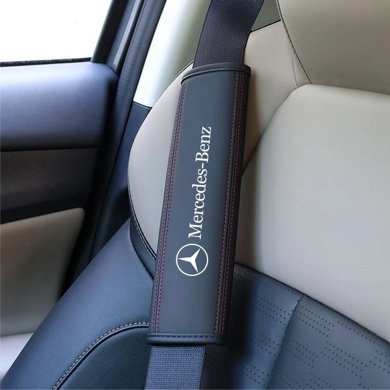 2 Housses De Ceinture De Sécurité En Coton Pour Mercedes-Benz - Noir - Protection D'épaule