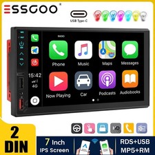 Double 7" 2Din Touch Screen Car Stereo Bluetooth Radio Apple/Android Carplay BT