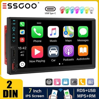 Double 7'' 2Din Touch Screen Car Stereo Bluetooth Radio Apple/Android Carplay BT