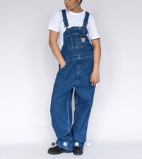 EXCELLENT CONDITION Carhartt Blue Denim Work Overalls Workwear Coveralls